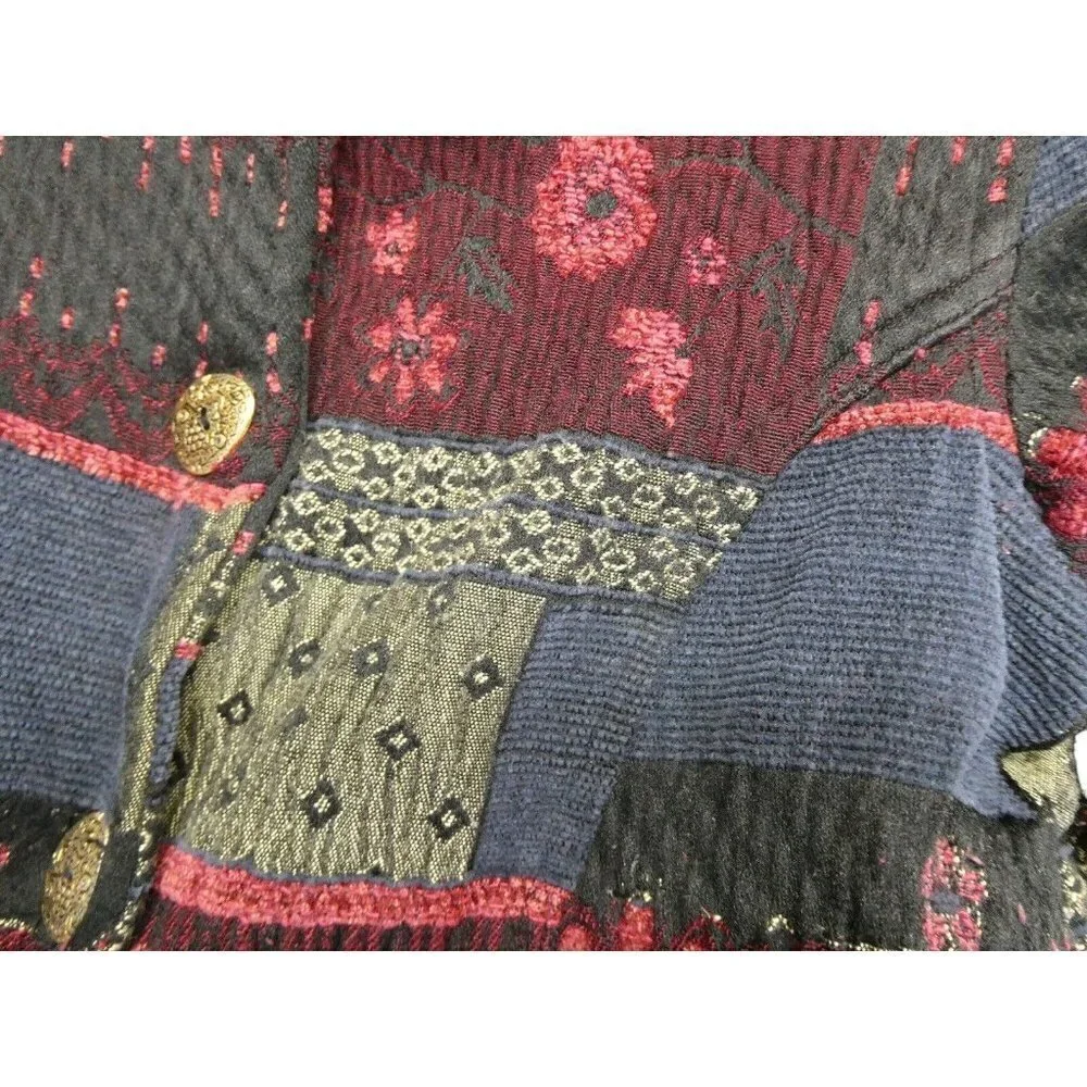 TravelSmith Patchwork Textured Jacket Button Front Cotton‎ Women's Large Petite - Picture 11 of 16